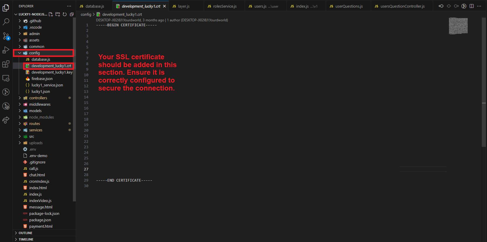 SSL Configuration Step 1
